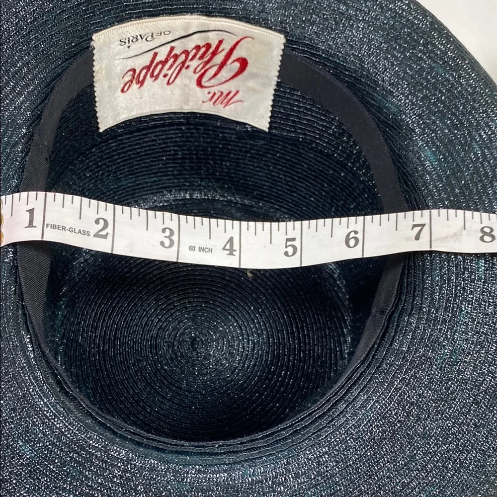 Elegant Vintage Black Hat by Mr. Philippe of France, with Feather Detail - Picture 6 of 8